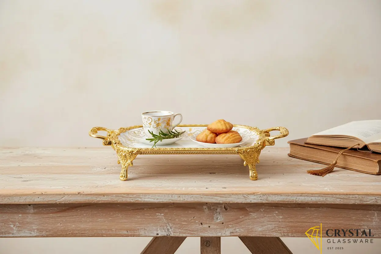 Rectangular Royal Gold Filigree Serving Platter 
